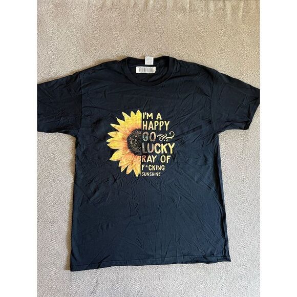 Brand New I am Happy Go Lucky Ray of Fcking Sunshine Unisex Tees Size Large‎ - Picture 2 of 6